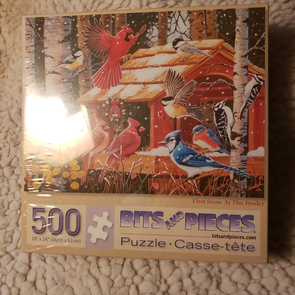 Bits n Pieces Other - Bits n Pieces 500 pc Puzzle First Snow at the Feeder NIB